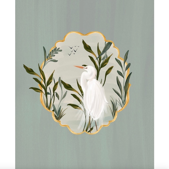 11x14" Chinoiserie Heron Print - Picture 1 of 2